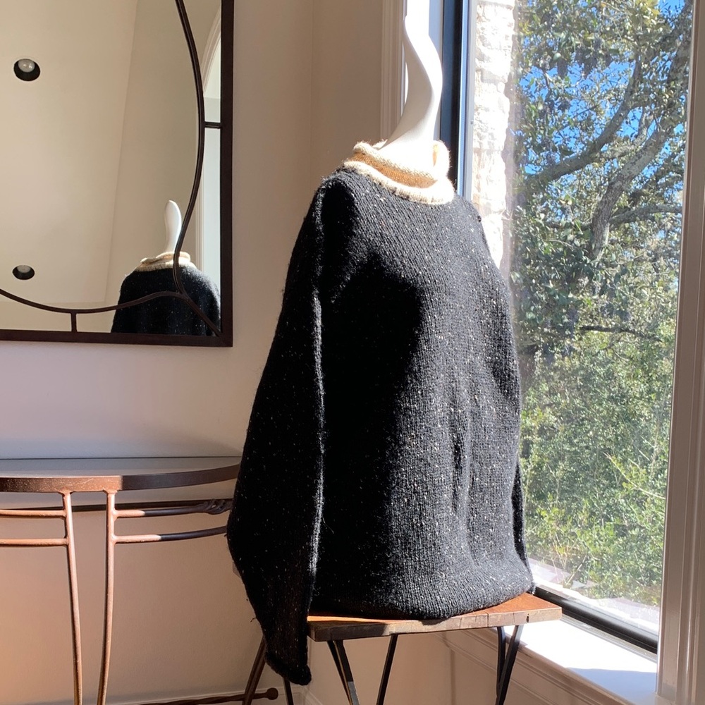 Laid Back Chic Black Sweater with Cream Collar